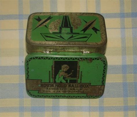 vintage household nail box metal tin|Vintage Nail Box for sale .